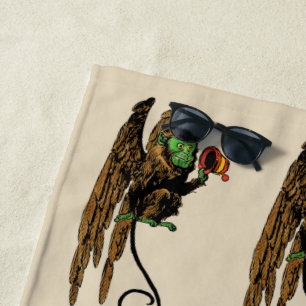 Vintage Wizard of Oz, Evil Flying Monkey Hat Beach Towel