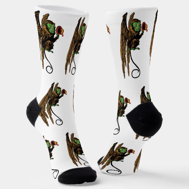 Vintage Wizard of Oz, Evil Flying Monkey Hat Socks (Angled)