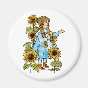 Vintage Wizard of Oz Fairy Tale Dorothy Sunflowers Magnet