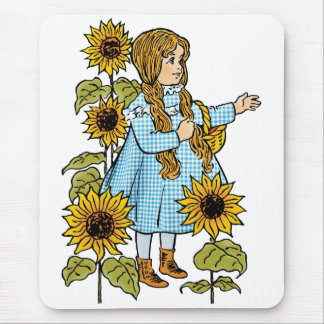 Vintage Wizard of Oz Fairy Tale Dorothy Sunflowers Mouse Mat