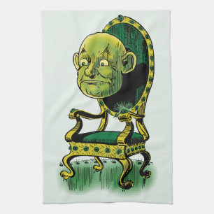 Vintage Wizard of Oz, Grumpy Wizard Emerald Throne Tea Towel