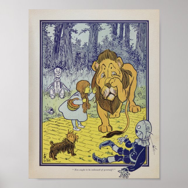 Vintage Wizard of Oz Illustration Poster (Front)