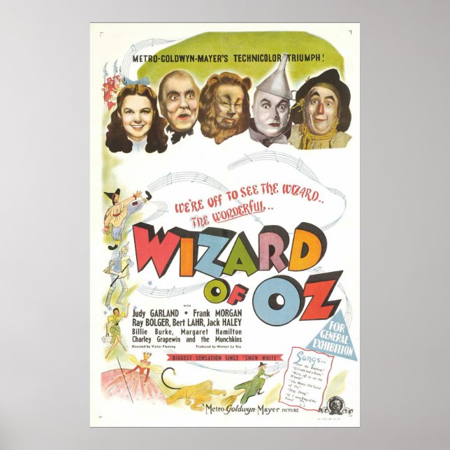 Vintage Wizard Of Oz Musical Fantasy Film Poster (Front)