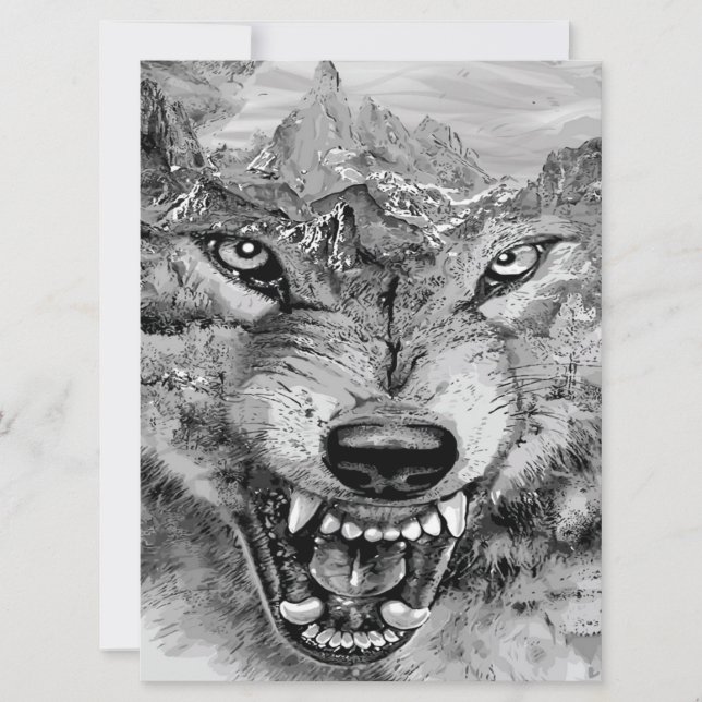 Vintage Wolf Canvas |  Unique gift idea  (Front)