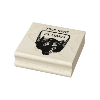 Vintage Wolf Ex Libris Bookplate Rubber Stamp