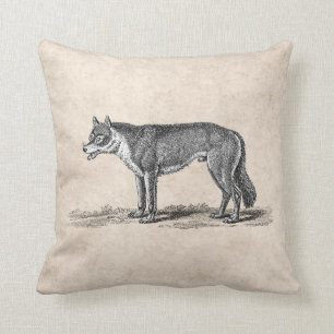 Vintage Wolf Illustration - 1800's Wolves Template Cushion