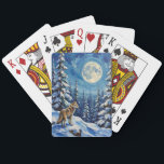 Vintage Wolf in Moonlit Winter Forest Christmas Playing Cards<br><div class="desc">A striking vintage Christmas painting of a wolf illuminated by moonlight in a snowy forest. A beautifully mysterious and atmospheric winter scene perfect for holiday displays.</div>