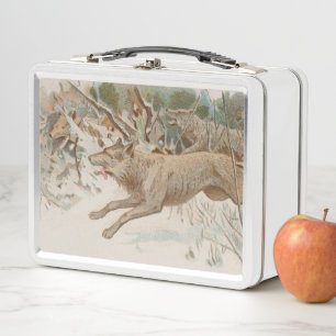 Vintage Wolf Metal Lunch Box
