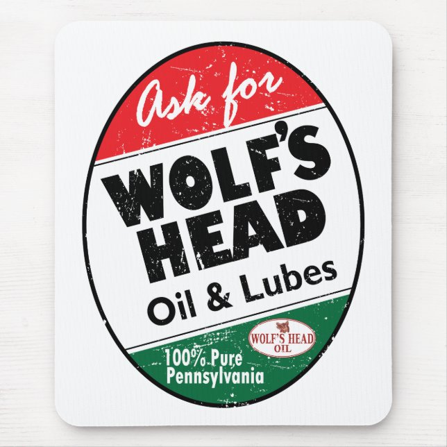 Vintage Wolfs Head distressed sign Mouse Mat (Front)