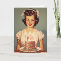 Vintage Woman 1960s Birthday Card