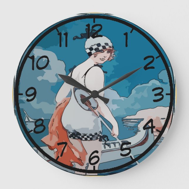 Vintage Woman and Canoe Clock (Front)