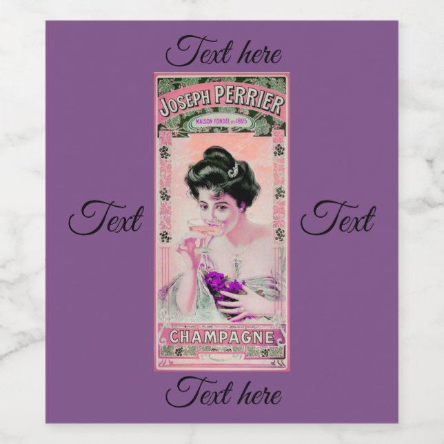 Vintage woman champange wine label (Single Label)