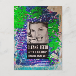 Vintage Woman Cleans teeth Vintage Ad Postcard