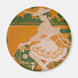 Vintage Woman Cycling with Cupid Magnet