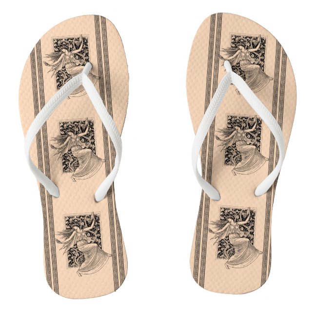 Vintage Woman Dancing Flip Flops (Footbed)