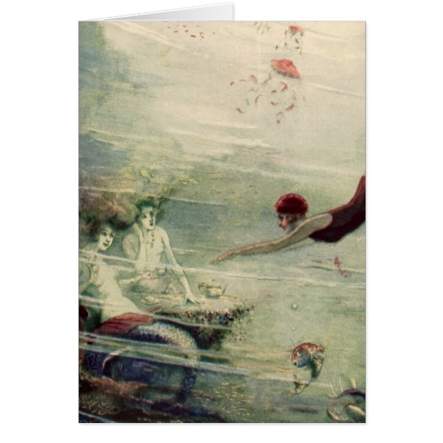 Vintage Woman Dive Underwater Mermaids Ocean Water (Front)