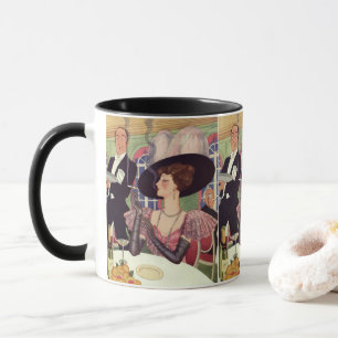 Vintage Woman Drinking Champagne Smoking Cigarette Mug