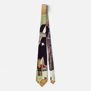 Vintage Woman Drinking Champagne Smoking Cigarette Tie