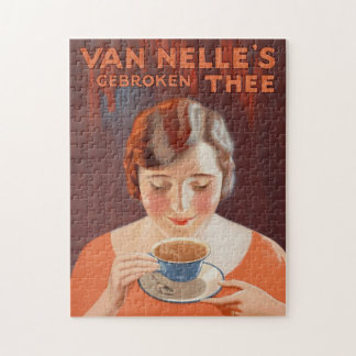Vintage Woman Drinking Tea Jigsaw Puzzle