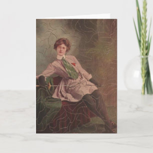 Vintage Woman Fencer Puzzle Note Card
