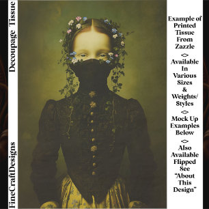 Vintage Woman, Flower Crown & Mask EQ7R Decoupage Tissue Paper