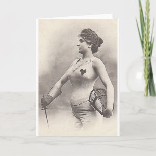 Vintage Woman Foil Fencer Note Card