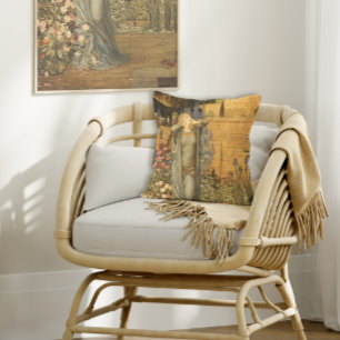 Vintage Woman Garden Floral Ephemera Cottagecore Cushion