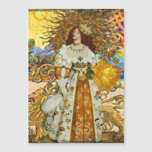 Vintage Woman Golden Sun: Leo Zodiac Collage Art