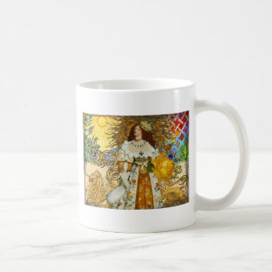 Vintage Woman Golden Sun: Leo Zodiac Collage Art Coffee Mug