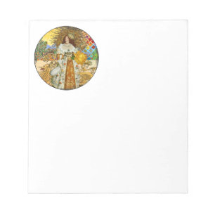 Vintage Woman Golden Sun: Leo Zodiac Collage Art Notepad