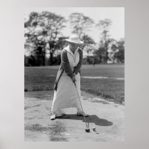 Vintage Woman Golfing, 1910s Poster