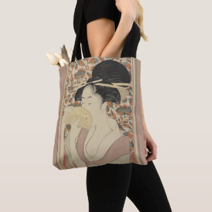 Vintage Woman Holding a Tortoise Shell Hair Comb Tote Bag