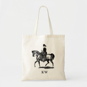 Vintage Woman Horseback Rider Personalise Tote Bag