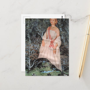 Vintage Woman in a Forest Collage Postcard