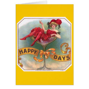 Vintage Woman in Champagne Glass Poster: 1900s Bar