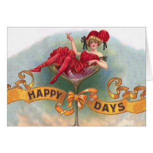 Vintage Woman in Champagne Glass Poster: 1900s Bar