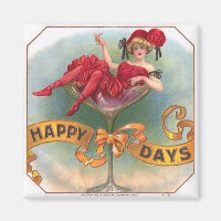 Vintage Woman in Champagne Glass Poster: 1900s Bar
