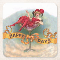Vintage Woman in Champagne Glass Poster: 1900s Bar