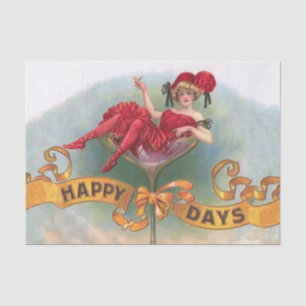 Vintage Woman in Champagne Glass Poster: 1900s Bar Tissue Paper