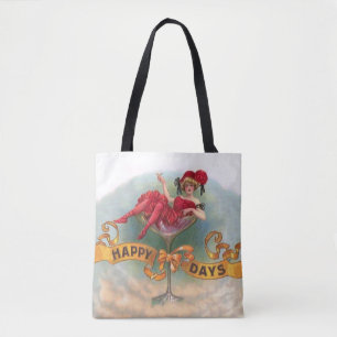 Vintage Woman in Champagne Glass Poster: 1900s Bar Tote Bag