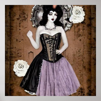 Vintage Woman in Corset Dress Poster