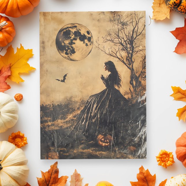 Vintage Woman in Full Moon Decoupage  Tissue Paper (Creator Uploaded)