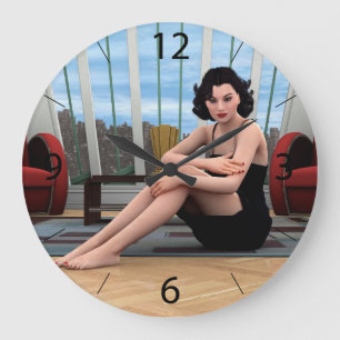 Vintage Woman Large Clock