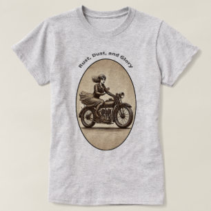 Vintage Woman Motorcycle Rider Wearing Goggles URM T-Shirt