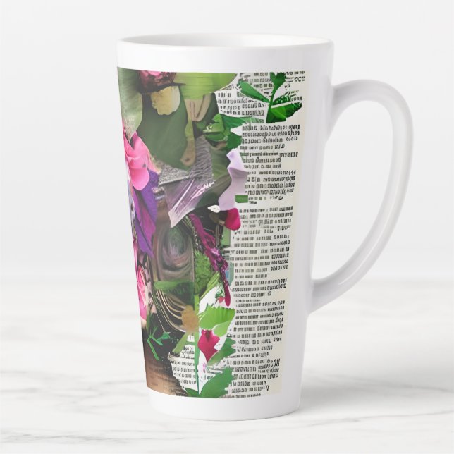 Vintage Woman Paper Collage Art Latte Mug (Right)