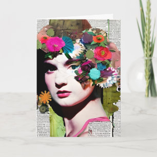 Vintage Woman Paper Collage   Funny Friendship Card