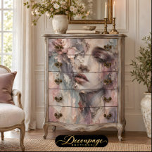 Vintage Woman Pastel Floral Decoupage