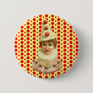 Vintage Woman Pierrot 6 Cm Round Badge