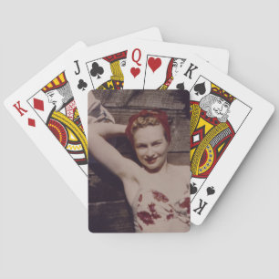 Vintage Woman Playing Cards