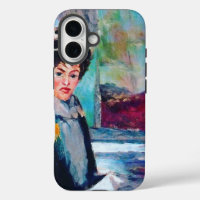 Vintage Woman Portrait with Abstract Background